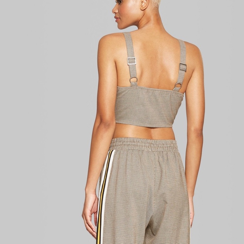 ⚡️NWT! Wild Fable Brown Plaid Bra Bustier Crop Top - Picture 3 of 8